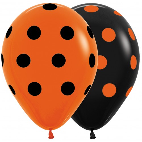 balloon-sempertex-groothandel-distributeur-importeur-ballonnen-balloons-latex-foil-modelleerballonnen-polka-dots--orange-black